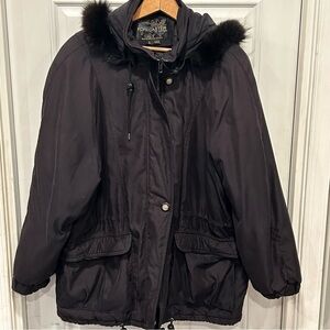 Forecaster of Boston WomensWinter Coat Black Fur Trimmed Hood, Insulated Size L